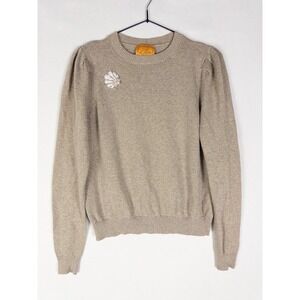 Le Lion Sweater Womens S Brown Metallic Embellished Pullover Cotton Cashmere